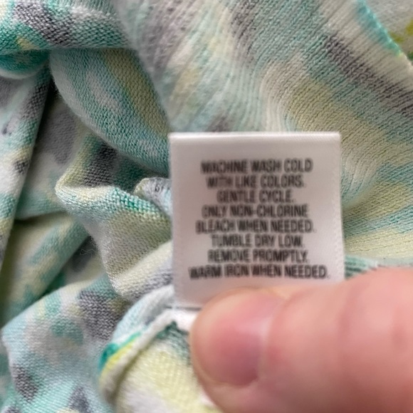 New Merona Large Blue/Green Paisley V-Neck Long Sleeve Button Up Cardigan - Picture 6 of 6